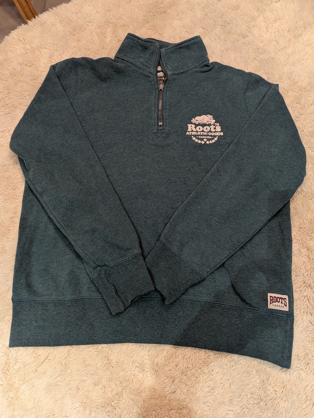 Roots Men's Teal Half-Zip Sweatshirt
